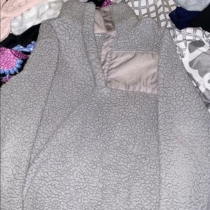grey fuzzy sweatshirt